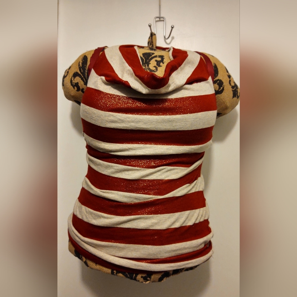 Chic Striped Red and Cream Women's Halter Top